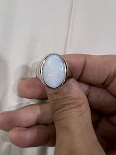 Australian White Fire Opal Ring (Premium Quality Stone)