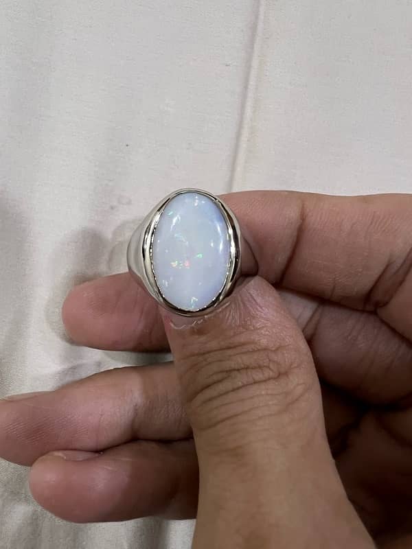 Australian White Fire Opal Ring (Premium Quality Stone) 0