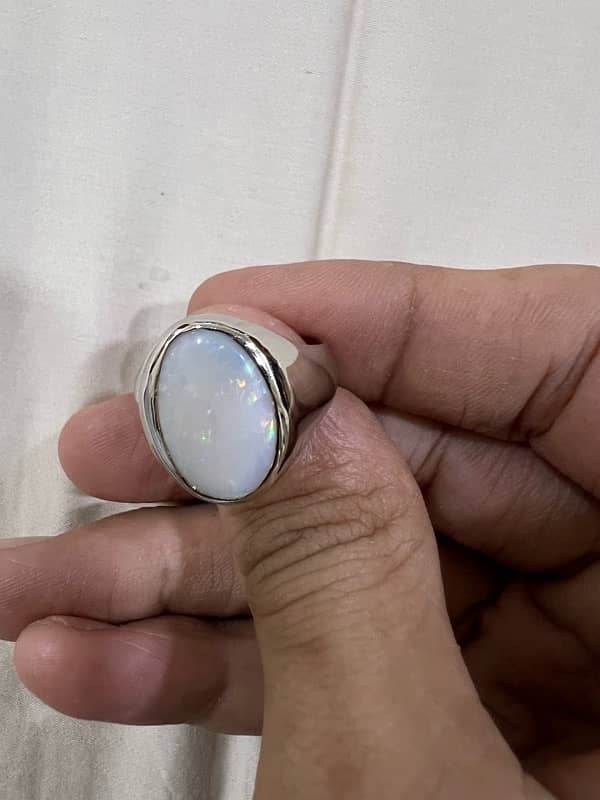 Australian White Fire Opal Ring (Premium Quality Stone) 1