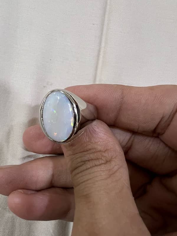 Australian White Fire Opal Ring (Premium Quality Stone) 2