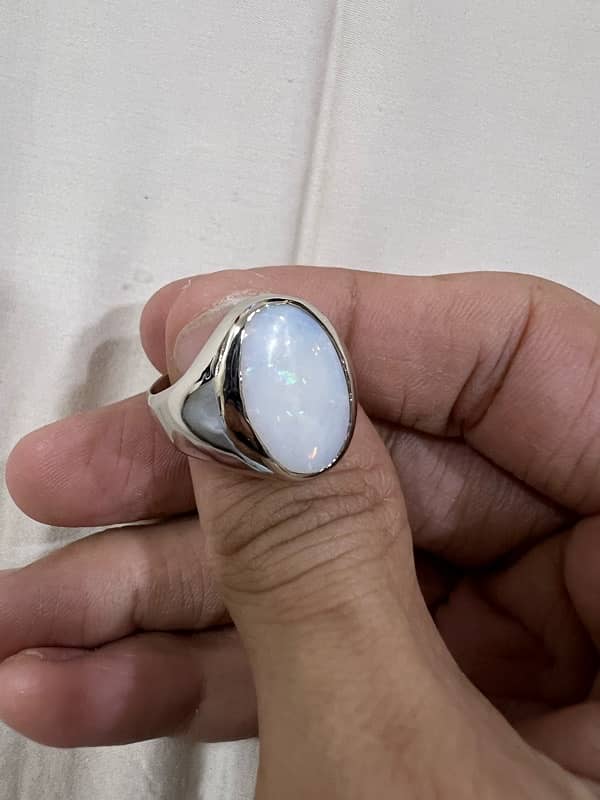 Australian White Fire Opal Ring (Premium Quality Stone) 3