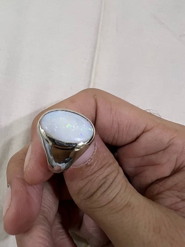 Australian White Fire Opal Ring (Premium Quality Stone) 4