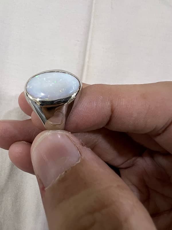 Australian White Fire Opal Ring (Premium Quality Stone) 5