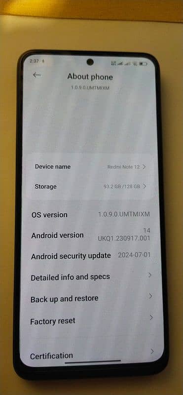 Xiaomi Redmi note 12 6