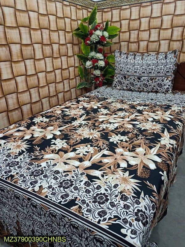 2 Pcs cotton Printed Single Bedsheet. 0