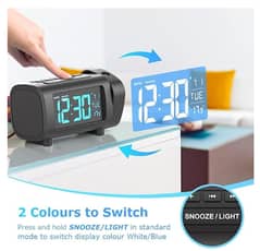 LIORQUE Projection Alarm Clock for Bedroom, Radio Alarm Clock with Pro