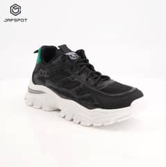 Jafspot Men's Mesh And Pu Leather Sneakers Black