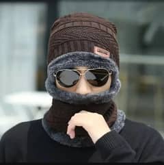 unisex beanie wool cap with neck warmer