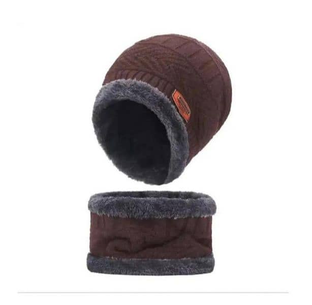 unisex beanie wool cap with neck warmer 1