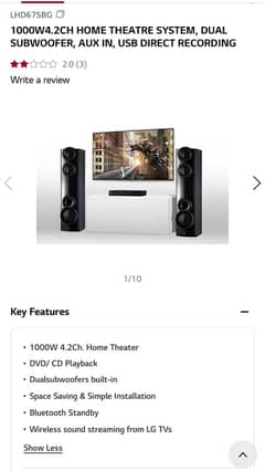 LG hometheater system LHD675BG