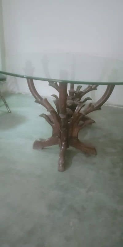 Glass n Wooden dining Table for Sale 5