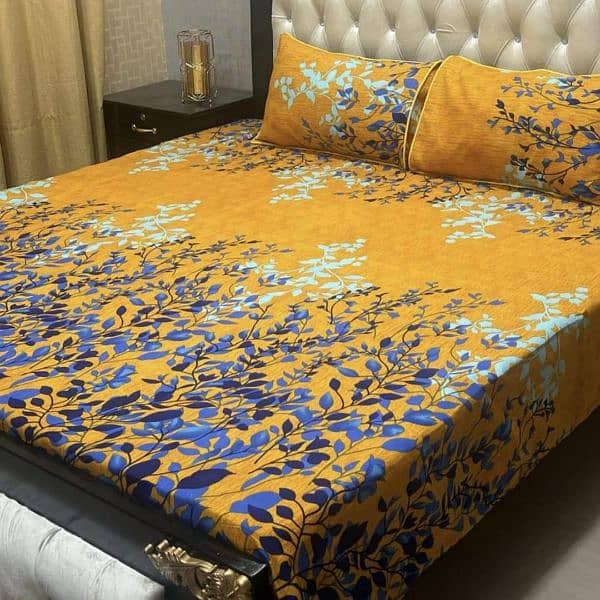 3 Pcs Crystal Printed Double Bedsheet 0