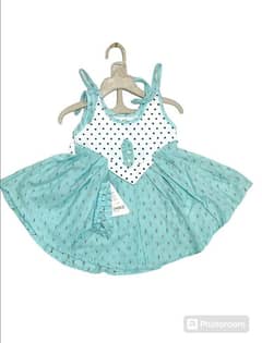 2 Pcs Girl's cotton printed frock & knicker set 0