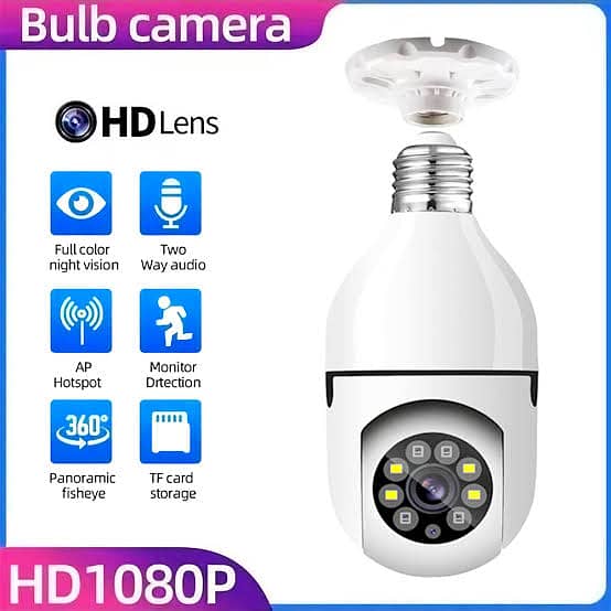 Speed-x Bulb Camera 1080p Wifi 360 Degree Panoramic Night Vision 0