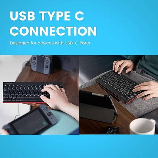 Perixx PERIBOARD-422 Wired USB-C Mini Keyboard, USB Type C Connector, 2