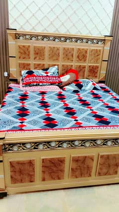 King size wooden bed with two side tables and dressing table wimattre