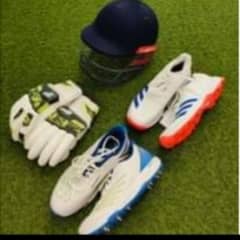 Cricket best quality shoes and helmet gloves