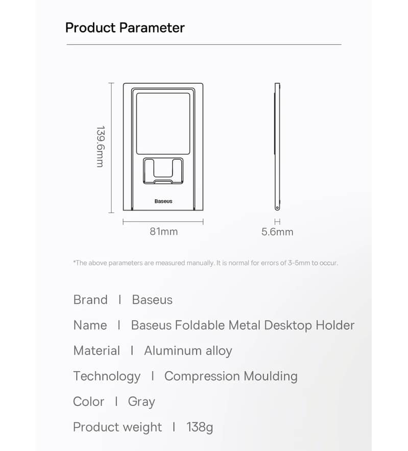 Baseus Foldable Metal Desktop Holder (Gray). 11