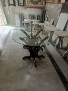 Used Dinning Table with 12mm Glass Top