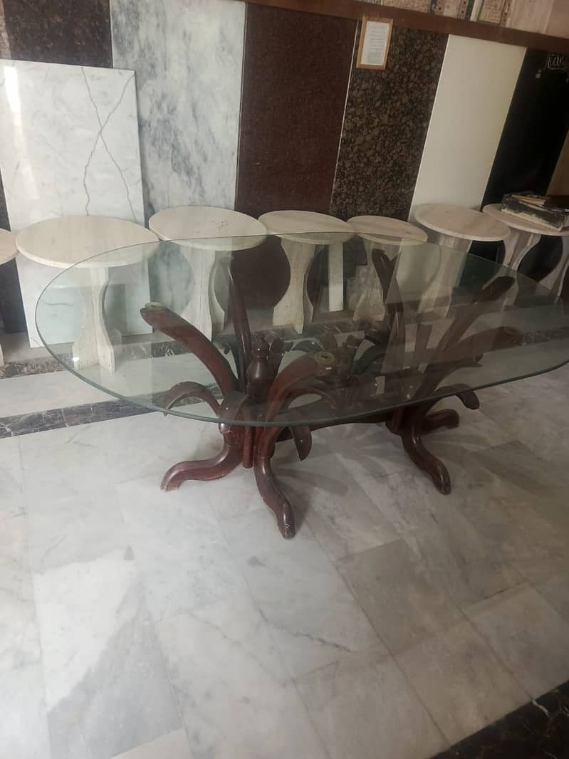 Used Dinning Table with 12mm Glass Top 1