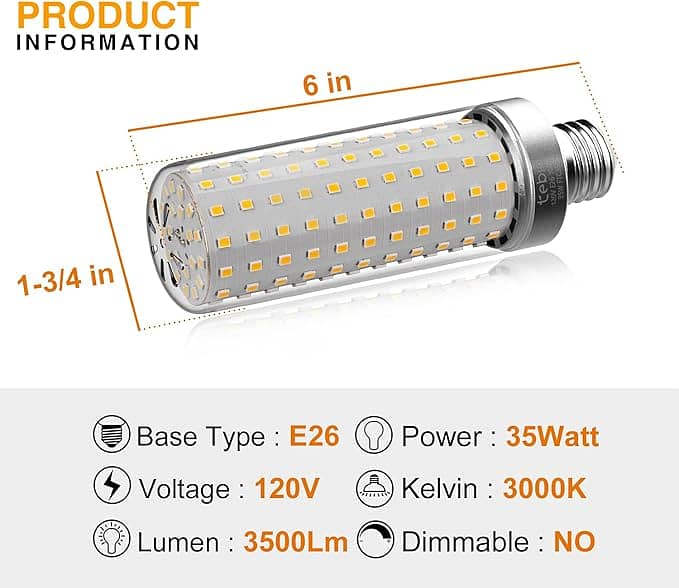 tebio LED E26 Corn Bulb 25W 3000K 2