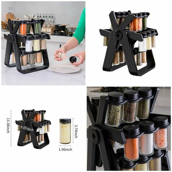 18 Pcs Spice Jar Set. Multifunctional Rotatory Seasoning Rack 1