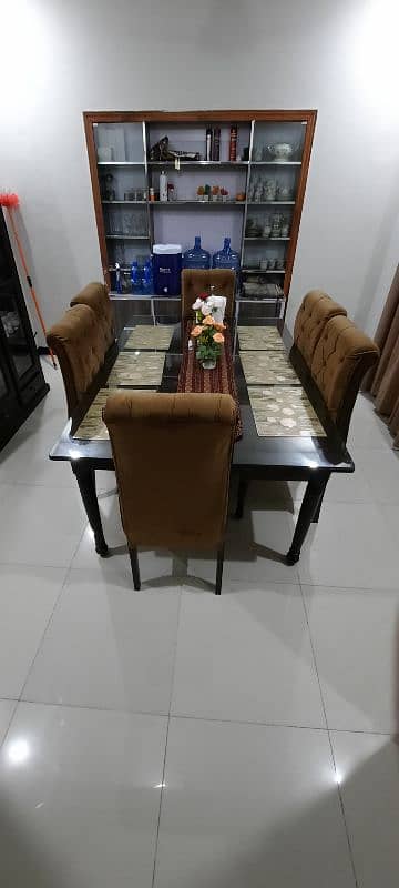 6 chairs with Dinning Table Ash Wood with 8mm Glass placed for safety 0