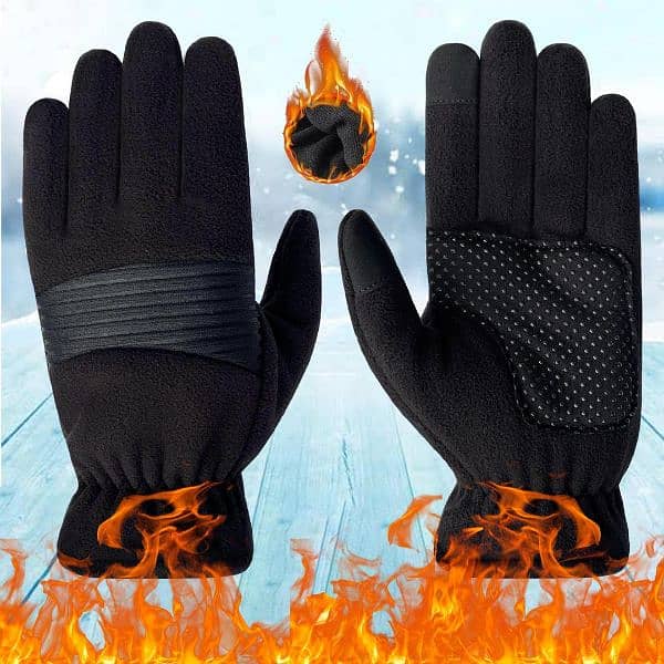 1 Pc fleece plain leather gloves 1