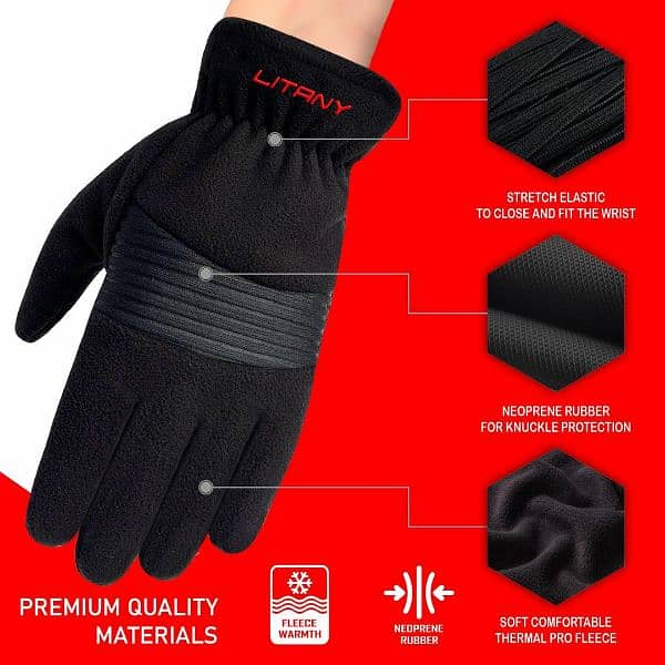 1 Pc fleece plain leather gloves 3