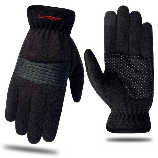 1 Pc fleece plain leather gloves 4