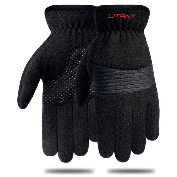 1 Pc fleece plain leather gloves 7