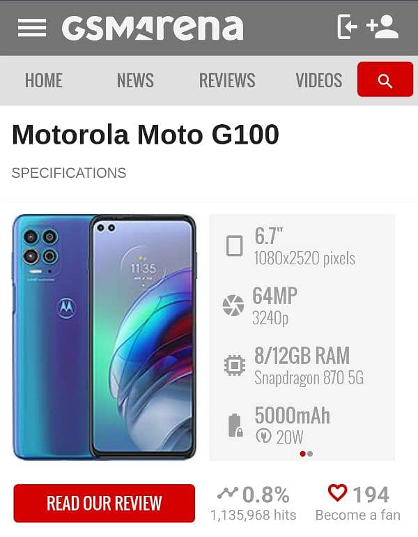 Motorola G 100 5