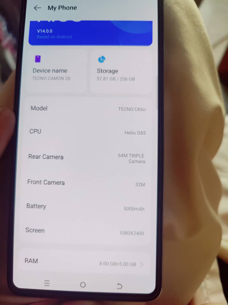 Tecno cammon 20 8+5/256 1