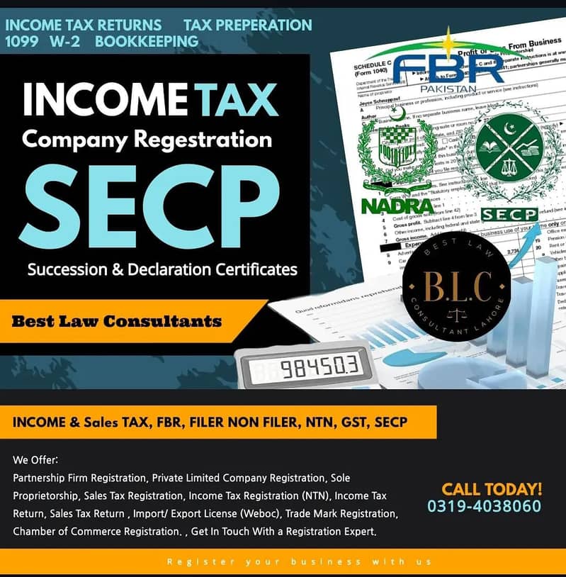 Tax Filer - FBR, Tax Consultant - Income Tax Return - Sales Tax - NTN 1