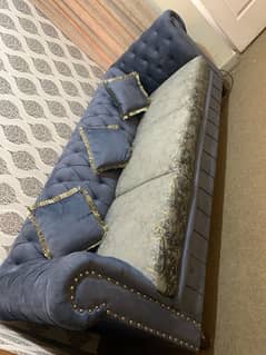 5 seater Sofa set  Navy Blue with Gold Accents.