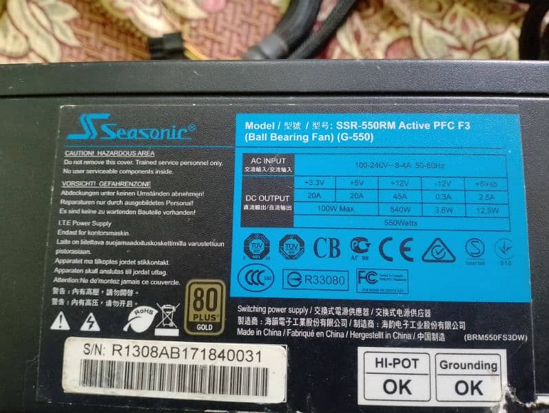 Seasonic SSR-550W Power Supply 80 Plus Gold 3