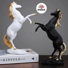 Royal Rearing Horse Décor – This Majestic Sculpture in Black or White