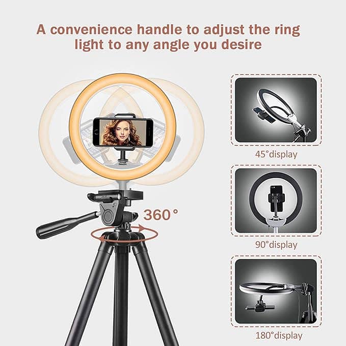 Sunup LED Ring Light with Tripod Stand & Phone Holder10” Selfie Ring 2