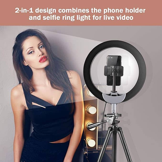 Sunup LED Ring Light with Tripod Stand & Phone Holder10” Selfie Ring 3