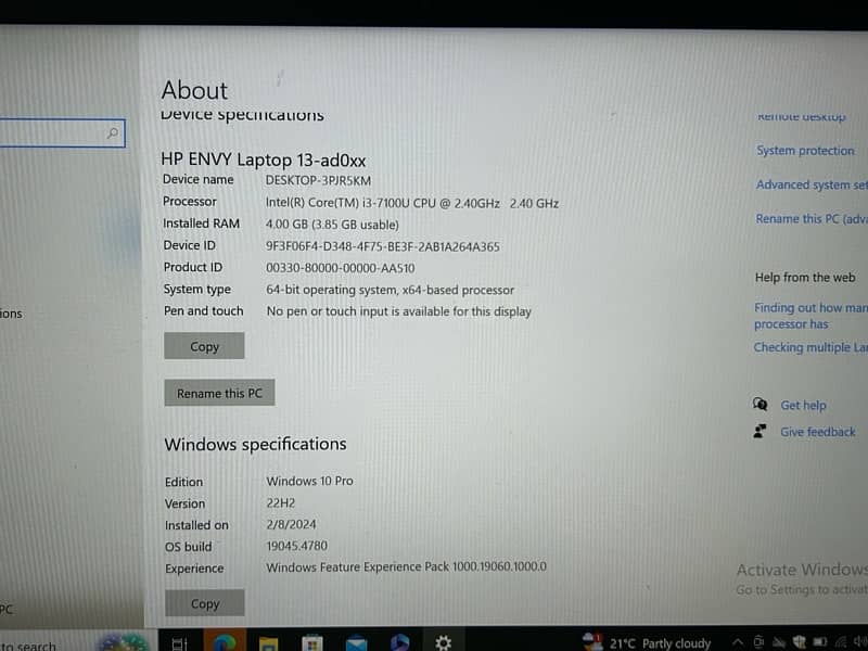 HP Envy Notebook 13 i7 7th Gen 3