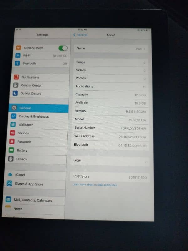 Ipad 2 100% Battery Health 1