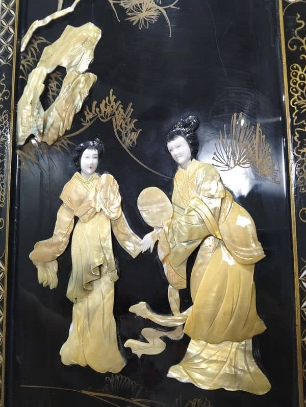 Chinese Asian Lacquer Mother Of Pearl Wall Panel//Chinese wall pearl 4