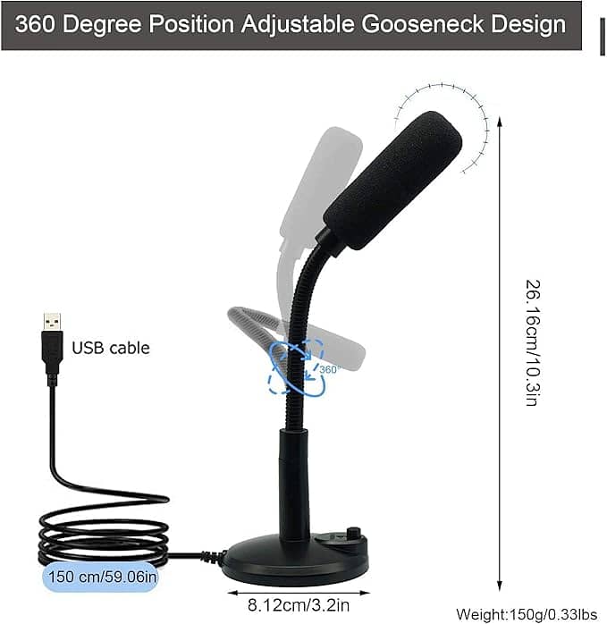 ZAFFIRO USB Computer Microphone,PC Microphone Plug & Play Home Studio 1