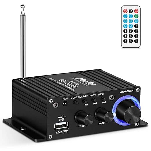 Moukey Portable Home Audio Amplifier, Mini Stereo Amplifier Bluetooth 0