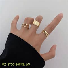 3 pcs alloy gold plated dianty plain rings set