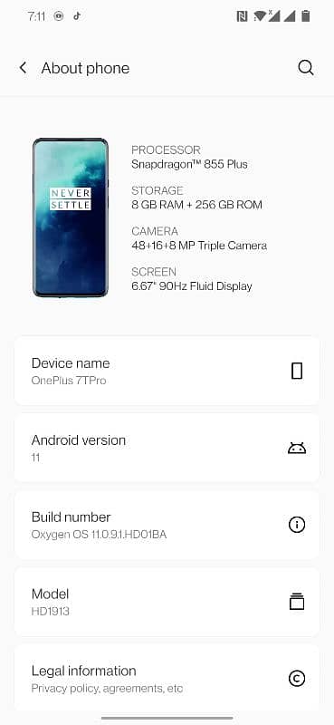 Oneplus 7t pro 8/256 Dual sim approved 5