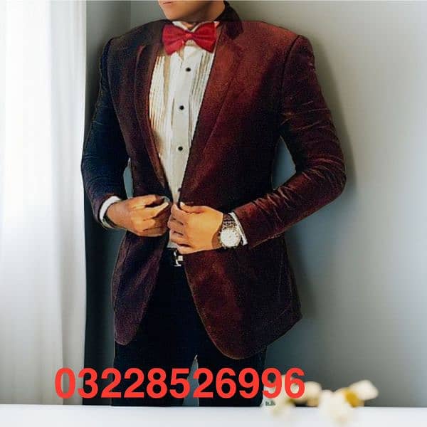 STYLISH 1 BUTTON MEN'S VELVET COAT MAROON COLOUR 0