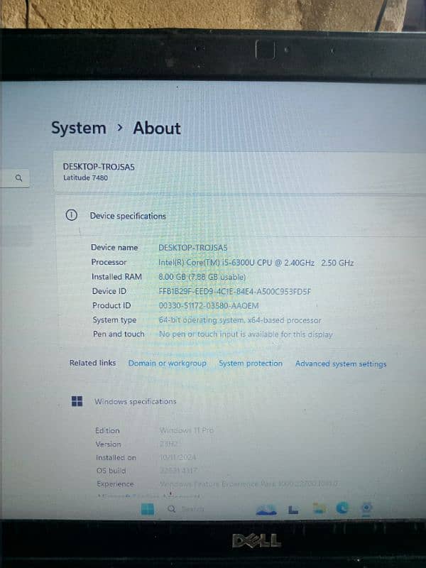 Laptop Dell Latitude 7480 6th Gen 8GB RAM 256GB SSD 1