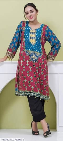 1 Pc Women's Unstitched Lawn Printed Shirt