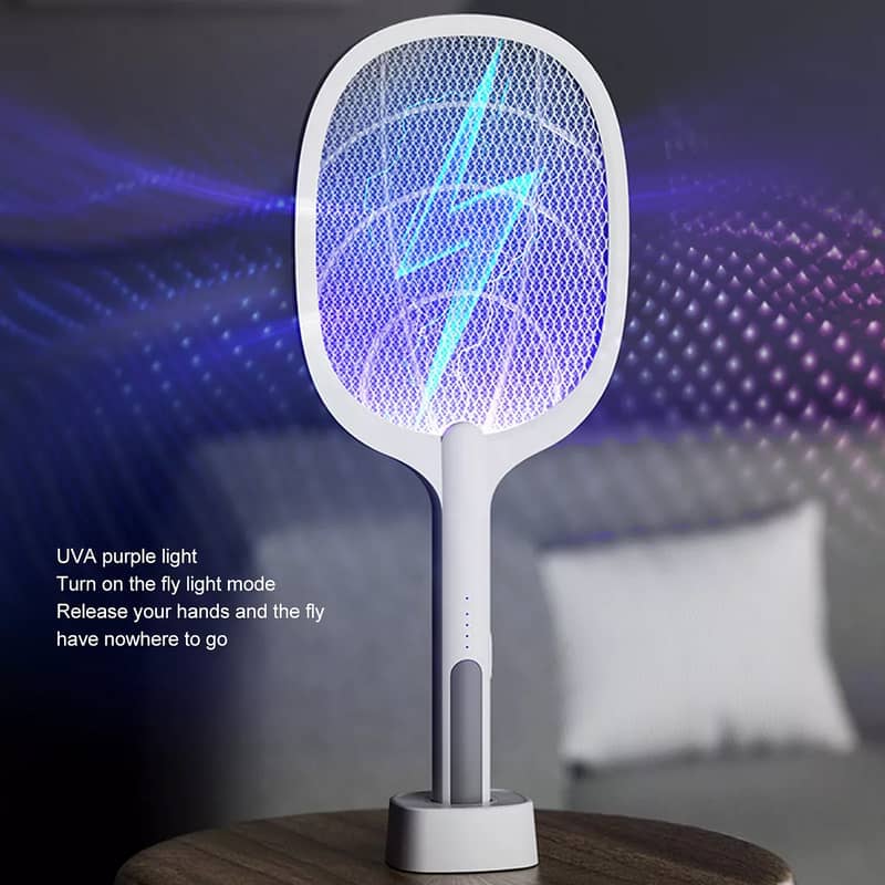 Rechargeable Electric Mosquito Killer Racket 2 In 1 Led Flash Light 0